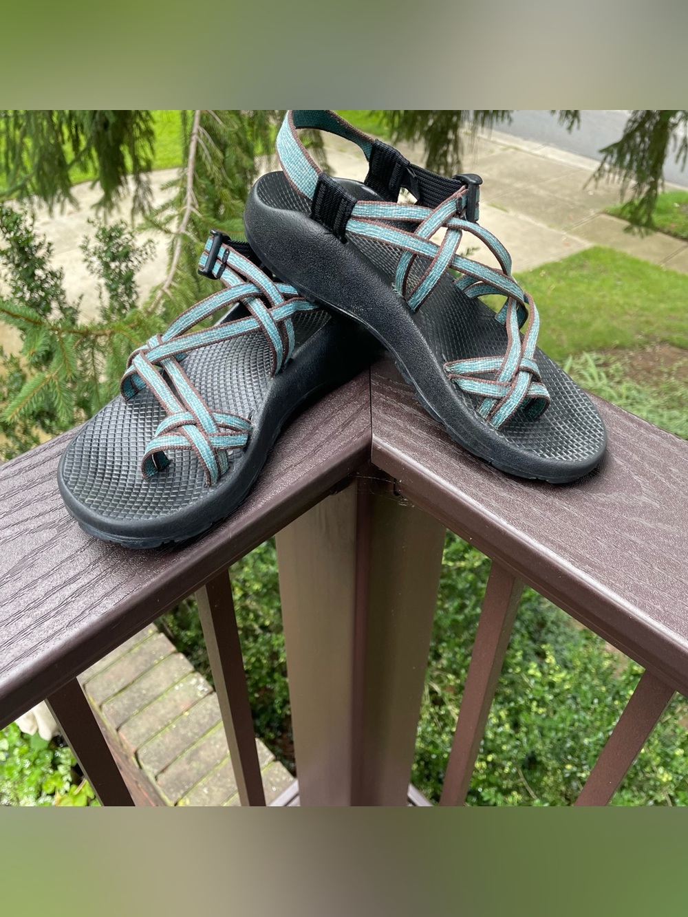Chaco ZX/2 Classic Double Strap Hiking Sandals Teal blue & Brown Women's 8 - Picture 12 of 14